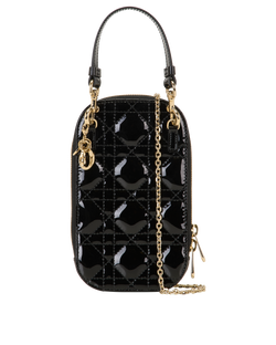 Christian Dior Lady Dior Callin Dior PhoneHolder,Patent,Blk,0261,S/DB/B,2*